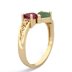 Ruby Snuggling Hearts 14K Yellow Gold ring R2178