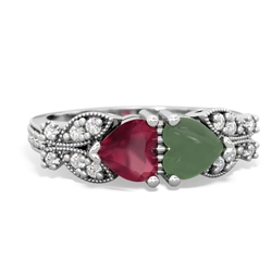 Ruby Diamond Butterflies 14K White Gold ring R5601