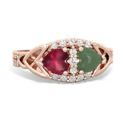 Ruby Sparkling Celtic Knot 14K Rose Gold ring R2645