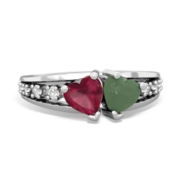 Ruby Heart To Heart 14K White Gold ring R3342