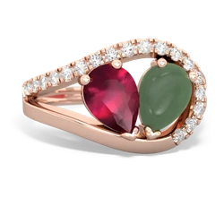 Ruby Nestled Heart Keepsake 14K Rose Gold ring R5650