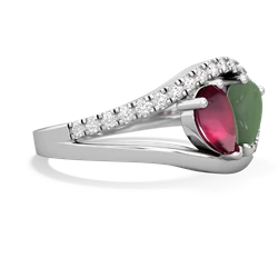 Ruby Nestled Heart Keepsake 14K White Gold ring R5650