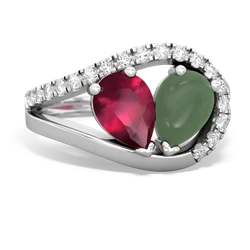 Ruby Nestled Heart Keepsake 14K White Gold ring R5650