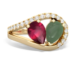 Ruby Nestled Heart Keepsake 14K Yellow Gold ring R5650