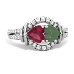 Ruby Art-Deco Keepsake 14K White Gold ring R5630
