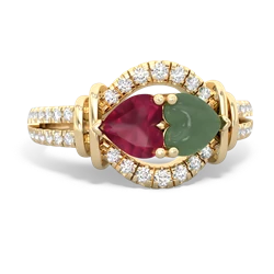 Ruby Art-Deco Keepsake 14K Yellow Gold ring R5630