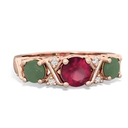 Ruby Hugs And Kisses 14K Rose Gold ring R5016