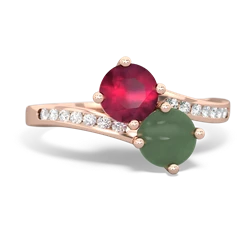 Ruby Channel Set Two Stone 14K Rose Gold ring R5303