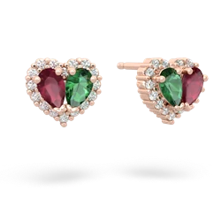 Ruby Halo 14K Rose Gold earrings E7008