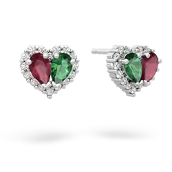 Ruby Halo 14K White Gold earrings E7008