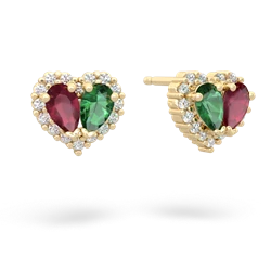 Ruby Halo 14K Yellow Gold earrings E7008