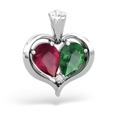 Ruby Two Become One 14K White Gold pendant P5330