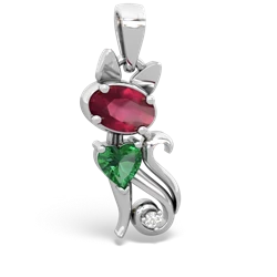 Ruby Kitten 14K White Gold pendant P5780