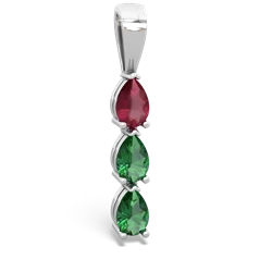 Ruby Dew Drops 14K White Gold pendant P2251