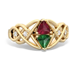 Ruby Keepsake Celtic Knot 14K Yellow Gold ring R5300