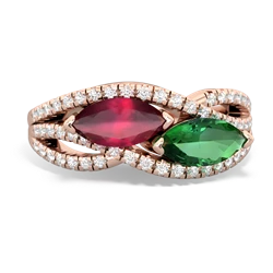 Ruby Diamond Rivers 14K Rose Gold ring R3070