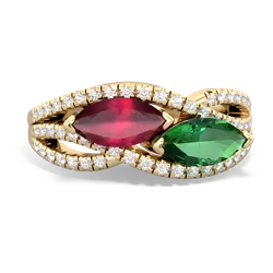 Ruby Diamond Rivers 14K Yellow Gold ring R3070