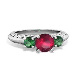 Ruby Art Deco Eternal Embrace Engagement 14K White Gold ring C2003