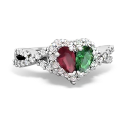 Ruby Diamond Twist 'One Heart' 14K White Gold ring R2640HRT