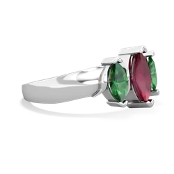 Ruby Three Peeks 14K White Gold ring R2433