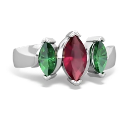 Ruby Three Peeks 14K White Gold ring R2433