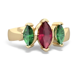 Ruby Three Peeks 14K Yellow Gold ring R2433