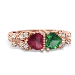 Ruby Diamond Butterflies 14K Rose Gold ring R5601