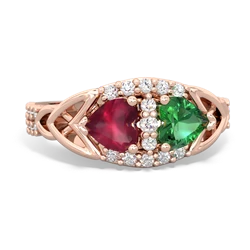 Ruby Sparkling Celtic Knot 14K Rose Gold ring R2645