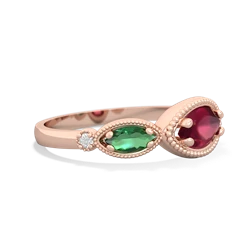 Ruby Milgrain Marquise 14K Rose Gold ring R5700