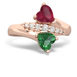 Ruby Heart To Heart 14K Rose Gold ring R2064