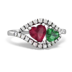 Ruby Mother And Child 14K White Gold ring R3010