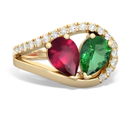 Ruby Nestled Heart Keepsake 14K Yellow Gold ring R5650