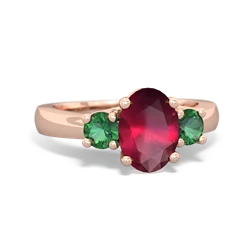 Ruby Three Stone Oval Trellis 14K Rose Gold ring R4024