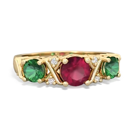 Ruby Hugs And Kisses 14K Yellow Gold ring R5016