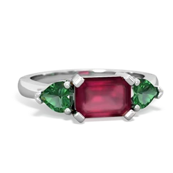 Ruby Three Stone 14K White Gold ring R5235