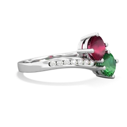 Ruby Channel Set Two Stone 14K White Gold ring R5303