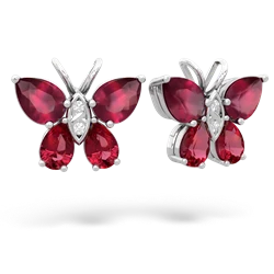 Ruby Butterfly 14K White Gold earrings E2215