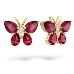 Ruby Butterfly 14K Yellow Gold earrings E2215