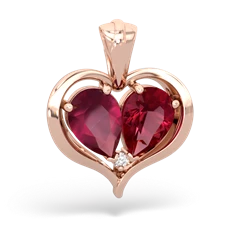 Ruby Two Become One 14K Rose Gold pendant P5330