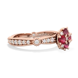 Ruby Sparkling Tiara Cluster 14K Rose Gold ring R26293RD