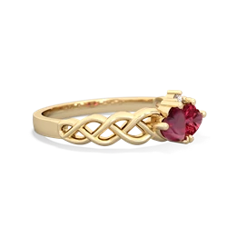 Ruby Heart To Heart Braid 14K Yellow Gold ring R5870