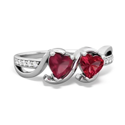 Ruby Side By Side 14K White Gold ring R3090