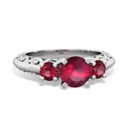 Ruby Art Deco Eternal Embrace Engagement 14K White Gold ring C2003