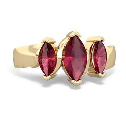 Ruby Three Peeks 14K Yellow Gold ring R2433