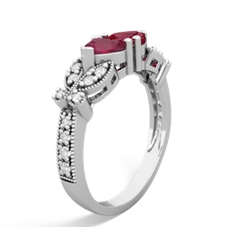 Ruby Diamond Butterflies 14K White Gold ring R5601