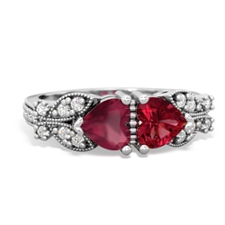 Ruby Diamond Butterflies 14K White Gold ring R5601