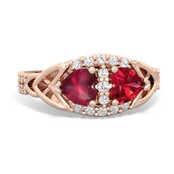 Ruby Sparkling Celtic Knot 14K Rose Gold ring R2645