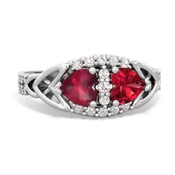 Ruby Sparkling Celtic Knot 14K White Gold ring R2645