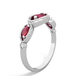 Ruby Milgrain Marquise 14K White Gold ring R5700