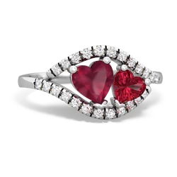 Ruby Mother And Child 14K White Gold ring R3010